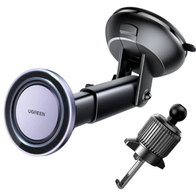 Abbildung von UGREEN MagSafe Autohalterung 2 in 1 Handyhalterung Auto Magnet 360 Drehbar Kfz Lüftung und Saugnapf kompatibel mit iPhone 16/15/ 14/13/12 Pro Max Mini Allen Smartphones