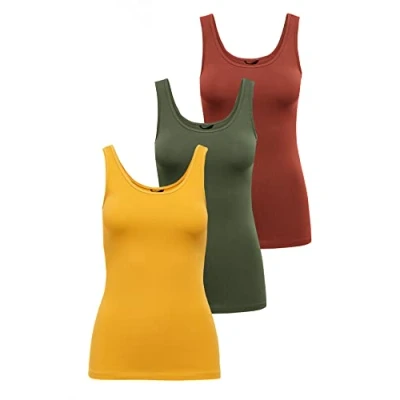 Abbildung von ONLY Damen Onllive Love Tank TOP 3 Pack, Desert Sage/Balsam Green/CHI, M