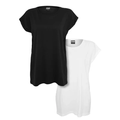 Abbildung von Urban Classics Extended Shoulder 2PACK Tshirt basic, Damen, Größe: XXL, Black/white