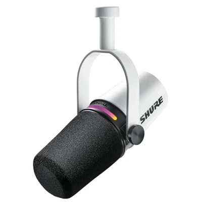 Abbildung von Shure MV7+ Podcast Mikrofon Verbessertes Audio, LED Touchpanel, USB C und XLR Ausgänge, Auto Level Modus, digitaler Pop Filter, Halleffekte, Podcasting, Streaming, Aufnahme Weiss