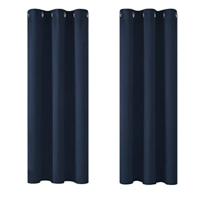 Abbildung von Deconovo Verdunkelungsgardinen Blickdichte Vorhänge mit Ösen Dicke Thermovorhang Kälteschut Hitzeschutz, 138x107cm(HöhexBreite), Dunkelblau, 2er Set