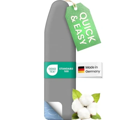Abbildung von SimplySmooth Premium Bügelbrettbezug 150x50 I OEKOTEX100 Made IN Germany Bügeltischbezug Komfortpolster Bügelbezug für 145 150x45 50cm Bügelbrett Bezugfür Dampfbügelstation Größe XXL