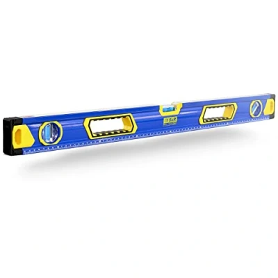 Abbildung von S&amp;R Aluminium Wasserwaage magnetisch mit 3 stoßfesten Libellen: Waagerechte/Senkrechte / 45 Grad, gut lesbare cm Skala, 0,5 mm/m präzise Genauigkeitsklasse 1, Anti Stoß Endkappen (80 cm)