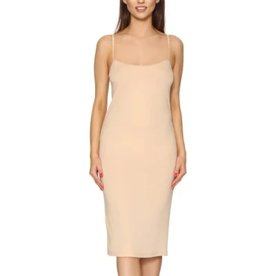 Abbildung von Merry Style Damen Unterkleid Knielänge Petticoat Midi Länge einstellbare Träger MS10 402 (Nude, S)
