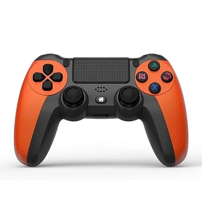 Abbildung von NK Wireless Controller für PS4 / PS3 PC/Mobile mit Dualshock, 6 Achsen Erkennungsfunktion, LED Licht, Touchpanel, Kopfhörerbuchse, inkl. Ladekabel Orange