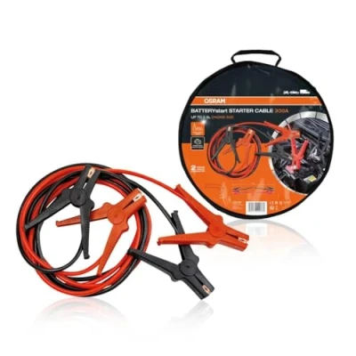Abbildung von Osram OSC160 Starter Cable, Starthilfekabel Für Benzin und Dieselmotoren, 6/12V, Überbrückungskabel 3,5 L Motoren, Kupferbeschichtetes Aluminium, 3 m, Standard, 300A