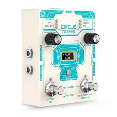 Abbildung von Donner Circle Looper Pedal, Stereo Guitar 40 Slots 160 mins Loop Pedal with Drum Machine 100 Grooves, Tap Tempo, Fade Out