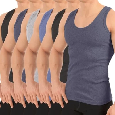 Abbildung von MT 6er Pack Herren Unterhemd FEINRIPP Classic Tank Top Melange Größe XL