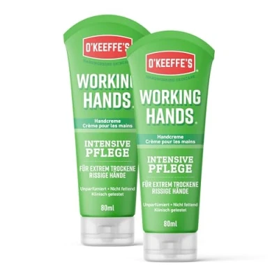 Abbildung von O&#039;Keeffe&#039;s Working Hands 80 ml Tube 2 Pack Hand Cream for Extremely Dry, Cracked Hands, Instantly Increases Moisture Content, Forms a Protective Layer and Prevents Loss