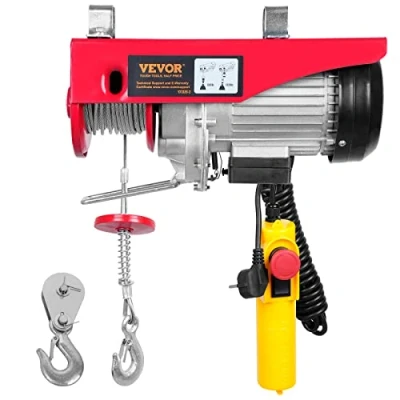 Abbildung von VEVOR elektrische Seilwinde 300kg bis 600kg Hubhöhe 12m Seilzug Motorwinde 1150W Kupfermotor Flaschenzug 10m/min Hubgeschwindigkeit Hebezug mit Kabelfernbedienung Seilhebezug Kettenzug