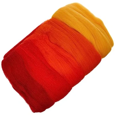 Abbildung von RAYHER HOBBY 5365200 Filzwolle, Merinowolle, Kammzug, fein, 19 mic, 5 Farben je 10g, Rot Töne, 100% Schafschurwolle zum Filzen, 50g