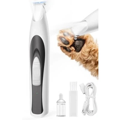 Abbildung von oneisall Pfotentrimmer für Hunde mit LED Licht, Leise Hundepfoten Trimmer Paw Trim Pro dr Pfoten, Wiederaufladbar Schermaschine Hund Hundeschermaschine Augen, Ohren, Gesicht (Weiß)