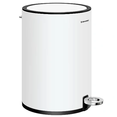Abbildung von SONGMICS Kosmetikeimer, 3 Liter, Mülleimer Bad, kleiner Abfalleimer mit Deckel, Softclose, herausnehmbarer Inneneimer aus Kunststoff, für Badezimmer, Büro, Stahl, wolkenweiß LTB11WT