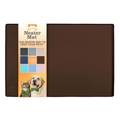 Abbildung von Neater Pet Brands Napfunterlage Hund und Katzen Wasserdicht Silikon Hundenapf Unterlage Futtermatte Schützt Böden vor Futter Wasser (61 cm x 40,6 cm, Braun)