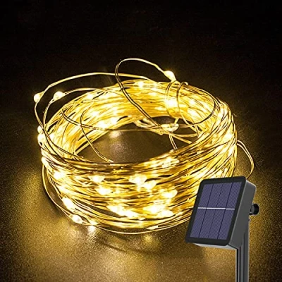 Abbildung von Gresonic Solar Kupferdraht Lichterkette Außen,100 LED Warmweiß Wasserdicht 8 Modi Solarlichterkette für Garten Terrasse Balkon Bäume,Lichtdraht Aussen Beleuchtung Deko zur Party Hochzeit Weihnachten