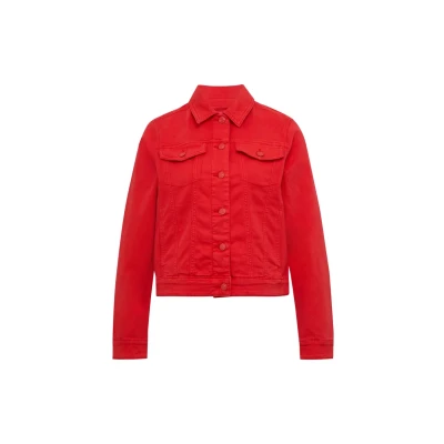 Abbildung von Elastische Jeansjacke mit seitlichen Eingrifftaschen rot 40