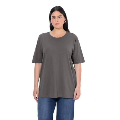 Abbildung von Ulla Popken Damen Basic, Rundhals T Shirts, Graphitgrau, 58 60