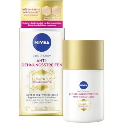 Abbildung von NIVEA LUMINOUS630® Body Öl Serum Anti Dehnungsstreifen, Körperöl reduziert die Sichtbarkeit von hochwirksame Formel und spendet 48h Feuchtigkeit (100 ml)