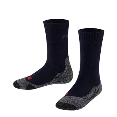 Abbildung von FALKE Unisex Kinder Wandersocken TK2 K SO Wolle Funktionsmaterial antiblasen dick 1 Paar, Blau (Marine 6120), 23 26