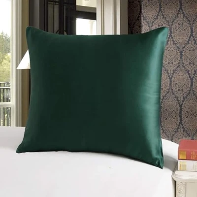 Abbildung von townssilk Beidseitig 100% 19mm Pure Maulbeerseide Kissenbezug für Haar und Haut Gesundheit, quadratisch 1 Stück 40x40cm Größe mit verstecktem Reißverschluss 600 Fadenzahl Smaragdgrün