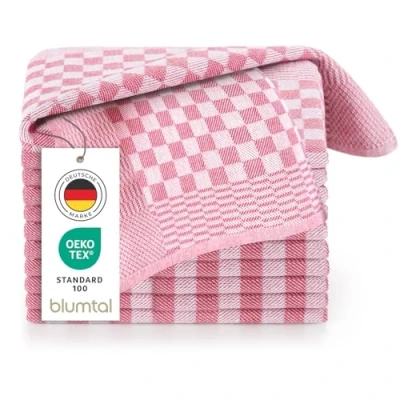 Abbildung von Blumtal Geschirrtücher Baumwolle 50x70 cm im 20er Set Oeko TEX zertifizierte Küchentücher extrem saugstarke Geschirrhandtücher Trockentücher Küche waschbar 95 C Rot Weiß Karo