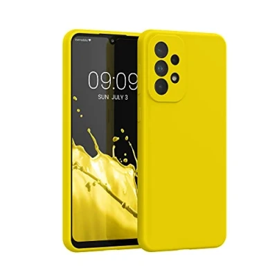 Abbildung von kwmobile Hülle kompatibel mit Samsung Galaxy A33 5G Silikon Handy Case Handyhülle weiche Oberfläche kabelloses Laden Strahlend Gelb