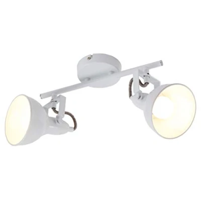 Abbildung von Briloner Leuchten Deckenleuchte, Deckenlampe mit 2 dreh und schwenkbaren Spots im Retro/Vintage Design, Fassung: E14 max. 40 Watt, Metall, Maße: 30.4x10x18.1 cm, Farbe: weiß, cm