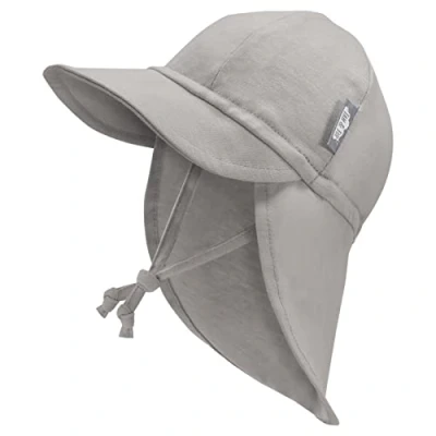 Abbildung von Jan &amp; Jul Babykappe für Jungen und Mädchen, Sonnenhut mit Nackenklappe (Grau, Größe M: 6 24 Monate)