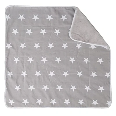 Abbildung von roba Babydecke Little Stars 80 x cm Decke zum Kuscheln, Krabbeln &amp; Spielen Weiche Kinderdecke 2 seitig mit Stern Motiv aus Baumwolle / Plüsch Grau Weiß, 1 Stück (1er Pack)