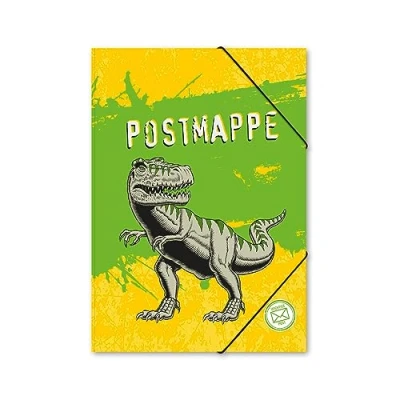 Abbildung von itenga Postmappe Gummizugmappe mit Motiv DIN A4 Gummizugverschluss Sammelmappe Eckspanner (T Rex)