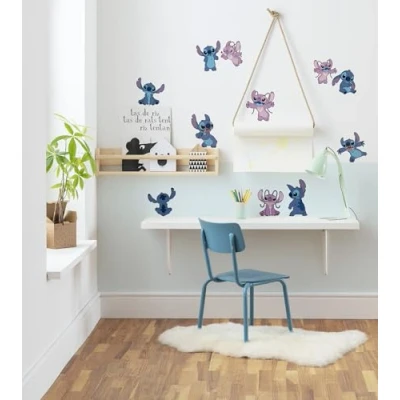 Abbildung von Komar Wandtattoo Stitch and Angle Happy Größe 50 x 70 cm Disney, Wandsticker, Kinderzimmer, Aufkleber, Blau,lila