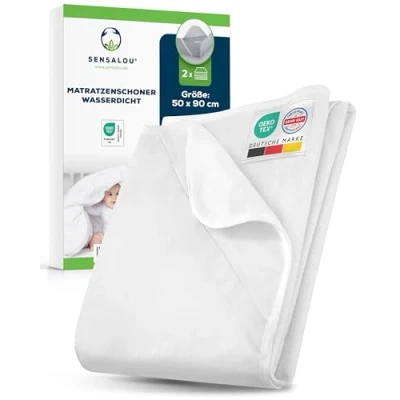 Abbildung von Sensalou Babybett Nässeschutz 50x90 Matratzenauflage wasserdicht 2X Set