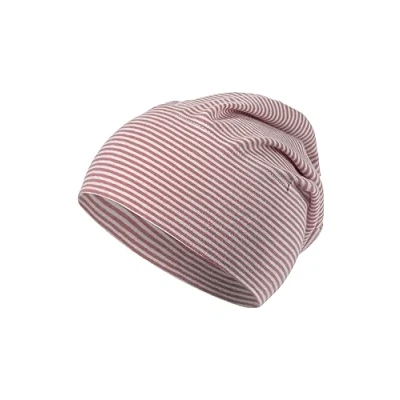 Abbildung von Sterntaler GOTS Beanie Ringel Babymütze aus Singlejersey (Bio) gestreift anschmiegsame Unisex Mütze variabel tragbar Baby und Kinder Übergangsmütze, samtrosa, Größe 45