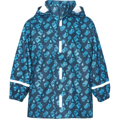 Abbildung von Playshoes Regenjacke Unisex Kinder Wind und wasserdicht Regenmantel Regenbekleidung, Baustelle allover, 116