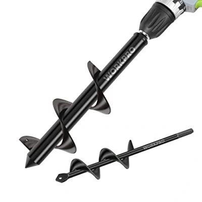Abbildung von WORKPRO Gartenbohrer Erdbohrer für Bohrmaschine Garten Schnecken Spiralbohrer Schnurlos Handbohrer Grabungswerkzeug zum Pflanzen und Bohren(8 x 30 cm &amp; 4 22 cm) 2 Stück