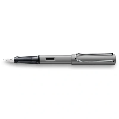 Abbildung von Lamy AL star graphite Füller Füllhalter mit ergonomischem Griff &amp; polierter Stahlfeder in Strichbreite B leichtes Aluminiumgehäuse inkl. Tintenpatrone T 10 blau Rechtshänder