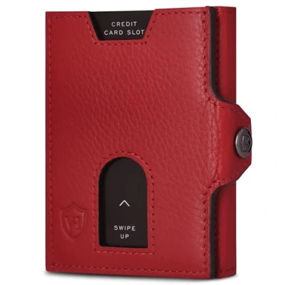 Abbildung von VON HEESEN Slim Wallet mit RFID Schutz Geldbörse Herren klein Mini Geldbeutel Damen Portmonee Kartenetui Echtleder Karten Portemonnaie Leder Kreditkartenetui Rot
