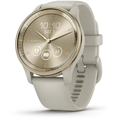 Abbildung von Garmin vívomove Trend Hybrid Smartwatch mit analogen Zeigern und Touchdisplay. Fitness /Gesundheitsfunktionen, Schlafanalyse, Pay, Smartphone Benachrichtigungen bis zu 5 Tage Akkulaufzeit