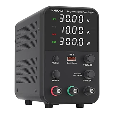 Abbildung von NANKADF Labornetzteil (0 30V,0 10A),DC Regelbar Netzgerät mit 4 stelliger LED Anzeige (Gebereinstellknopf/Ausgangsschalter)