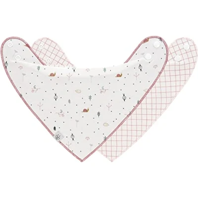 Abbildung von LÄSSIG Baby Lätzchen Halstuch Dreieckstücher Set 2 Stk. Bio Baumwolle Druckknopf wendbar/Baby Bandana Garden Explorer Schnecke