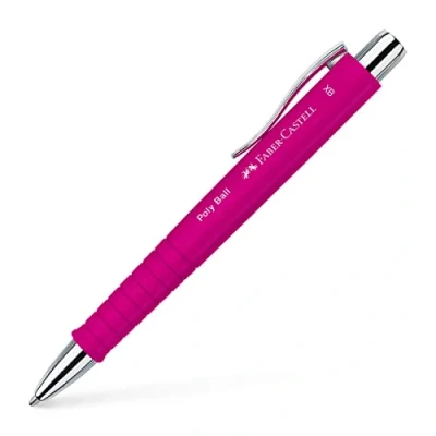 Abbildung von FABER CASTELL 241128 Kugelschreiber Poly Ball XB, pink, 1 Stück, mit auswechselbarer Mine, dokumentenecht