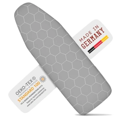 Abbildung von arteneur Bügelbrettbezug 15“x54“ Made in Germany Bügeltischbezug mit hitzereflektierender Aluminiumbeschichtung Strapazierfähiger Bügelbezug elastischem Kordelzug (US Standard Größe)