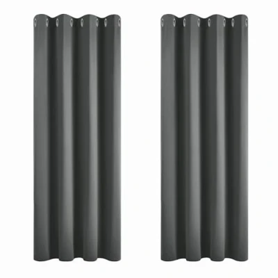 Abbildung von Deconovo Vorhang Blickdicht Verdunkelungsvorhang Gardine Wohnzimmer Thermogardine Kälteschutz Ösen, 138x117cm(HöhexBreite), Dunkelgrau, 2er Set