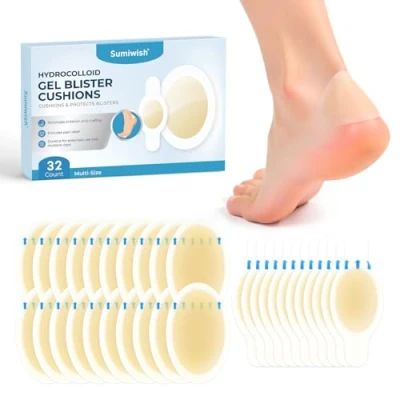 Abbildung von Sumiwish Blasenpflaster Hydrokolloid Bandages Wasserdichte Blasenpolster für Ferse, Zehen und Füße, Extra starker Schutz schnelle Erholung(32 Count,Toe,Heel)