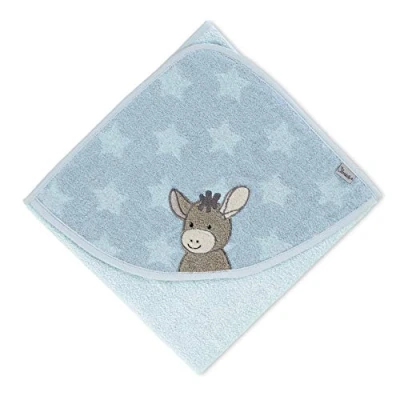Abbildung von Sterntaler Kapuzenbadetuch Esel Emmi, Alter: ab 0 Monate, 80 x cm, Hellblau mit Sternen