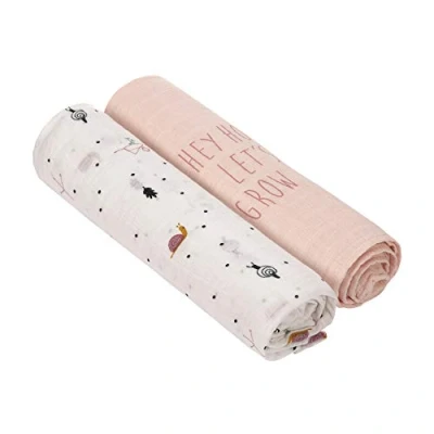 Abbildung von LÄSSIG Baby Puckdecke Spuckdecke Pucktuch Mulltuch 2er Set Baumwolle 120 x cm/ Heavenly soft Swaddle XL Garden Explorer Snail