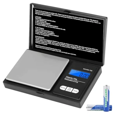 Abbildung von Vinabo Grammwaage Feinwaage 0.01g Waage Gramm 700g/0.01g Goldwaage Präzisionswaage Taschenwaage mit LCD Display und 7 Einheiten Tara Funktion für Küche, Kaffee, Schmuck (Einschließlich 2 Batterien)