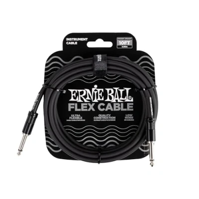 Abbildung von Ernie Ball Flex Gitarrenkabel gerade/gerade 3 m (10 ft) Schwarz