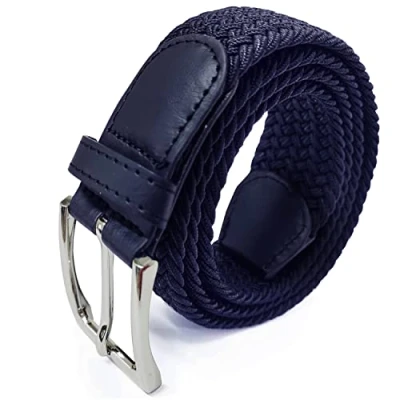 Abbildung von Glamexx24 Unisex Elastischer Stoffgürtel Geflochtener Stretchgürtel Dehnbarer Gürtel für Damen und Herren, Dunkelblau, 120cm