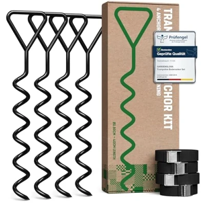 Abbildung von GardenGloss Bodenanker Trampolin Set (4 Stück) 40cm Robuste Erdanker für Schraubanker zum Eindrehen zur sicheren Befestigung im Boden